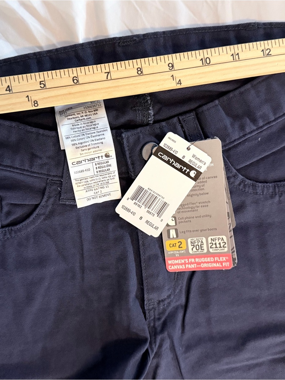 Carhartt Women’s FR Rugged Flex Canvas Cotton Blend Pants Blue 8 Regular NWT